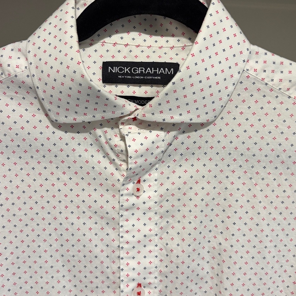 Nick Graham stylish dress shirt. Neck: 16-16.5. Sleeve 32/33. Cotton/spandex. - Picture 2 of 5